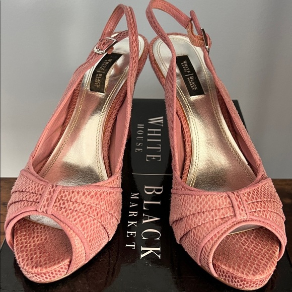 White House Black Market Pink Peep-Toe Heels - Picture 2 of 7